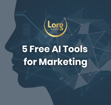 The title "5 Free AI Tools For Marketing" is presented over a side profile of a person's face.